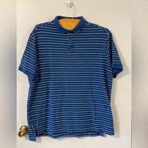 LL Bean Polo Short Sleeve Shirt Adult XL‎ Blue Stripes Regular  Fit Men's Cotton